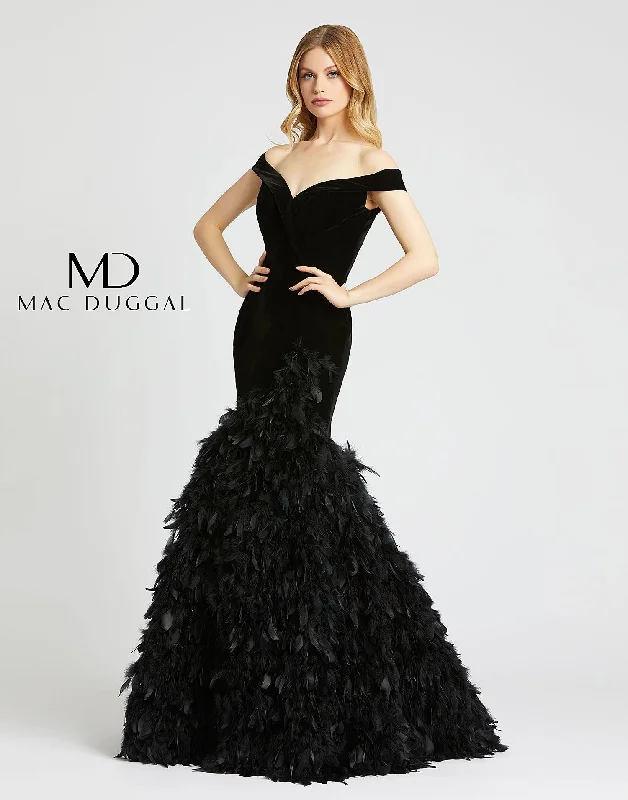 Mac Duggal Long Homecoming Off Shoulder Mermaid Prom Gown