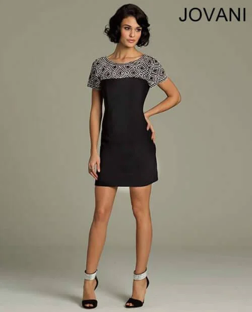 Jovani 92203 Short Sleeve Cocktail Dress