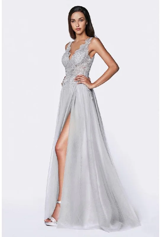 Cinderella Divine CE0020 Long Dress Sleeveless A-Line Tulle Prom Gown