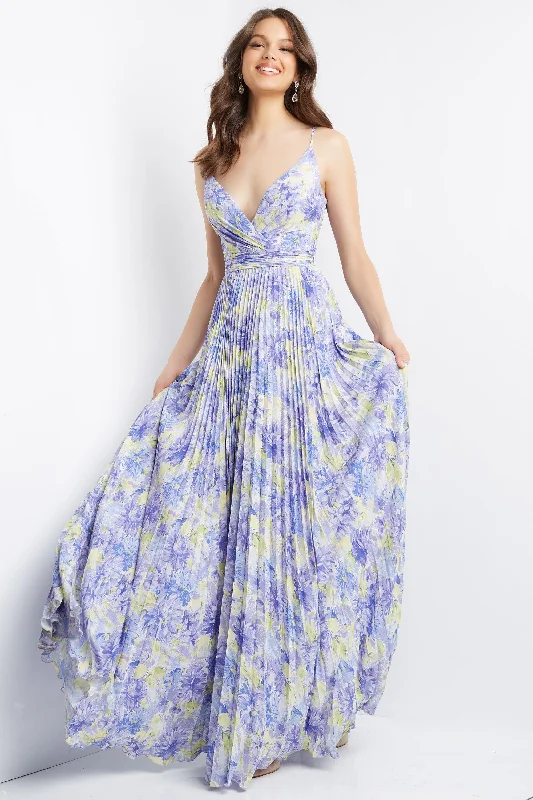 Jovani 08491 Floral Print Long Maxi Prom Dress