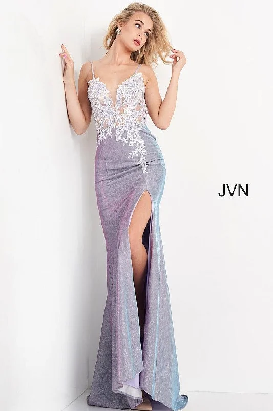 Jovani 06454 Embroidered Bodice Formal Long Prom Dress