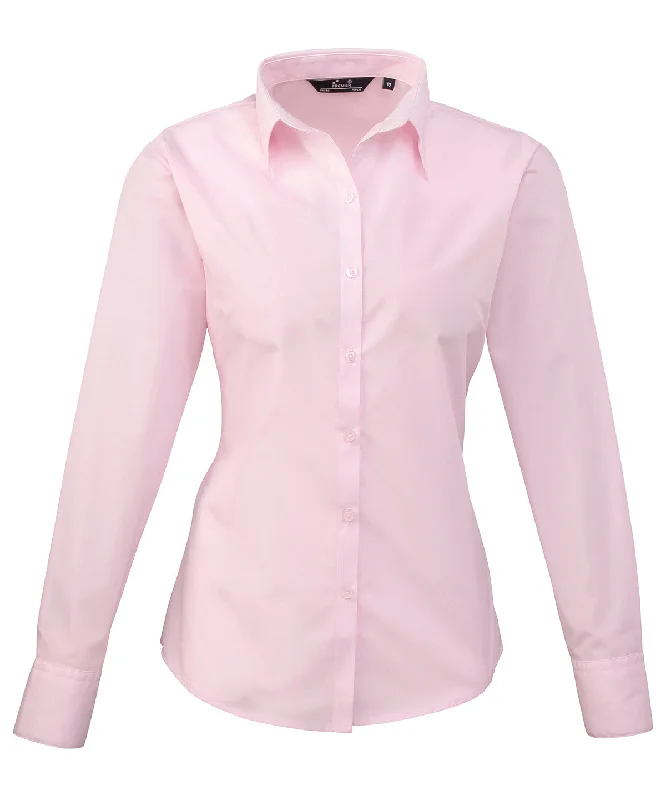 Pink - Women's poplin long sleeve blouse