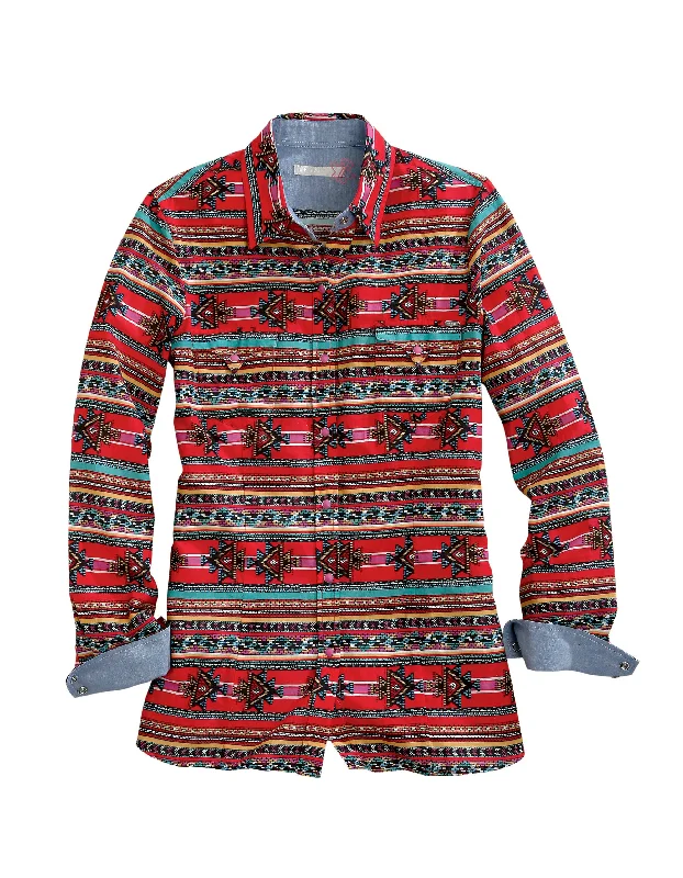 WOMENS DASH AZTEC PRINT LONG SLEEVE SNAP SHIRT