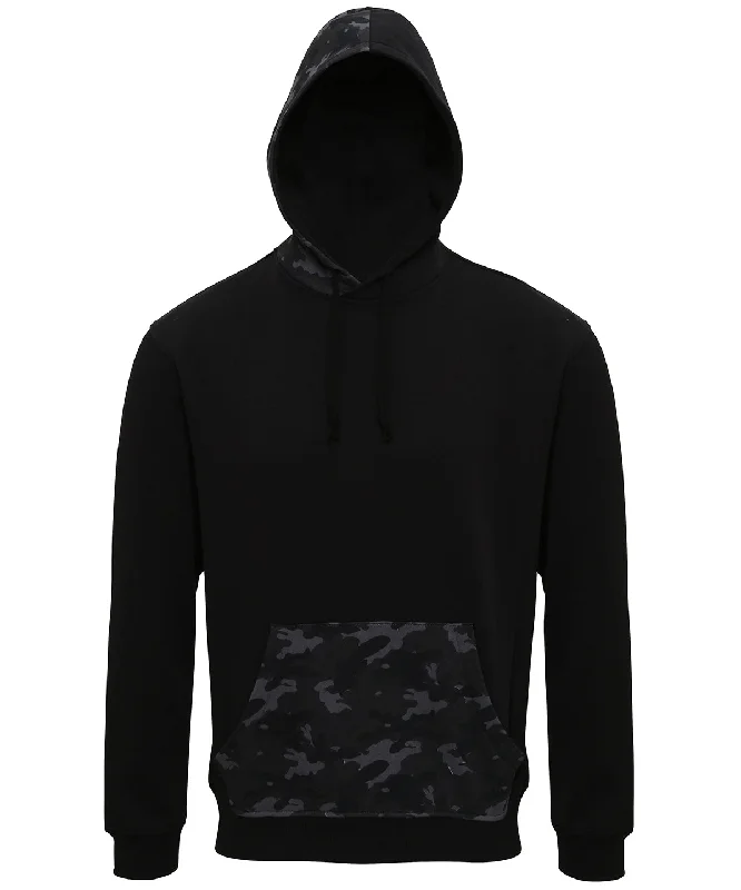 Black/Grey Camo - Men's camo trimmed hoodie