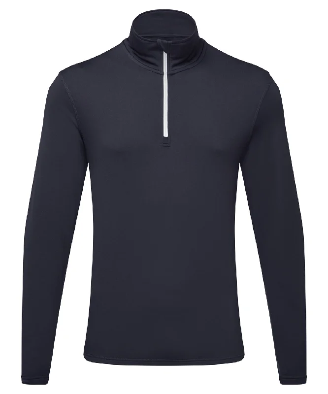 French Navy/White - TriDri® recycled long sleeve brushed back ¼ zip top