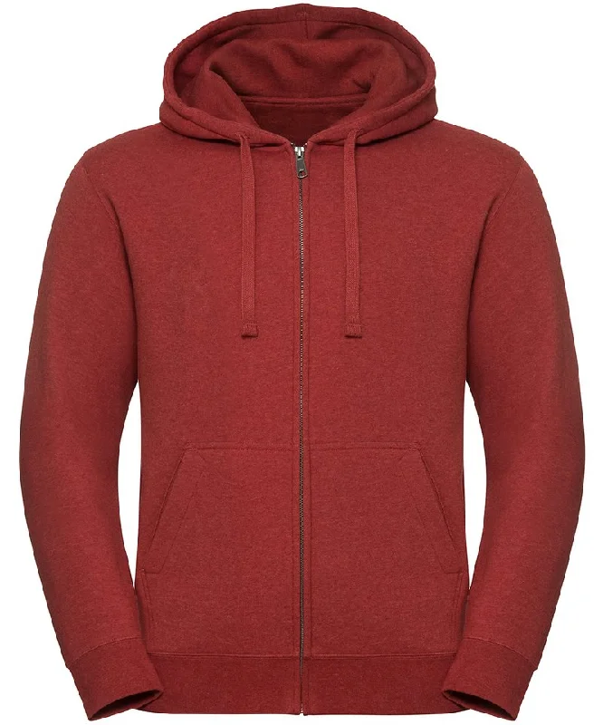 Brick Red Melange - Authentic melange zipped hood sweatshirt