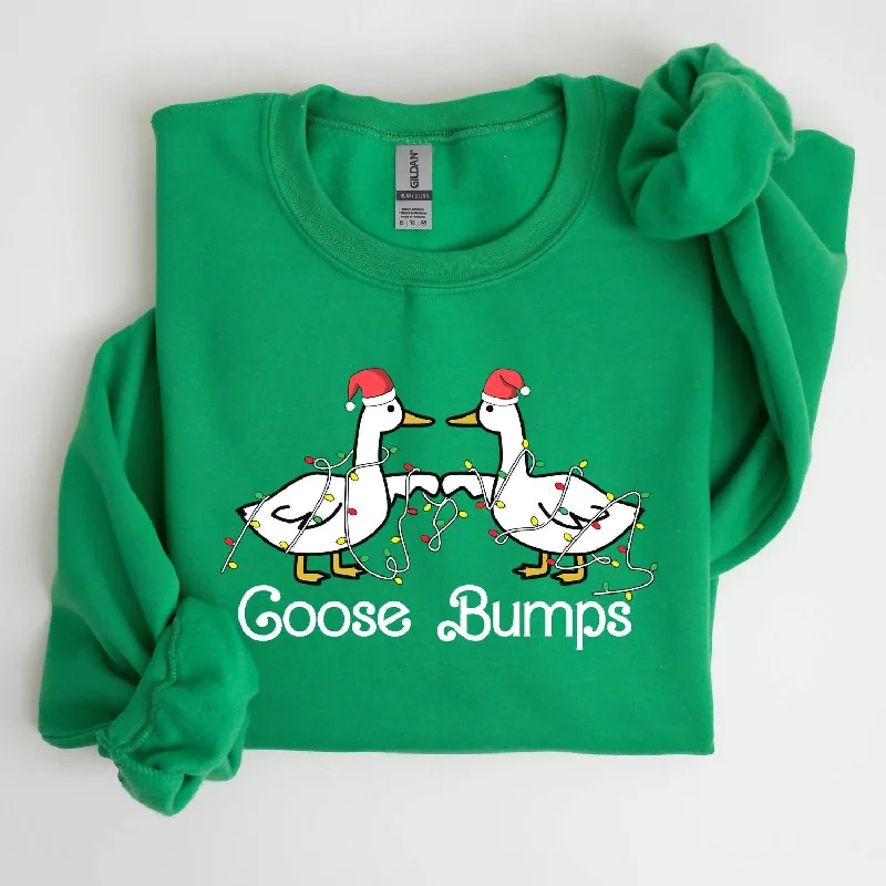 Women's Goose Fist Bumps, Christmas Sweatshirt In Irish Bright Green