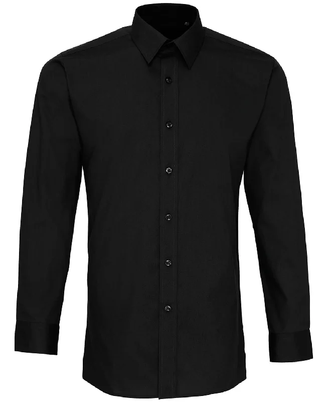 Black - Poplin fitted long sleeve shirt