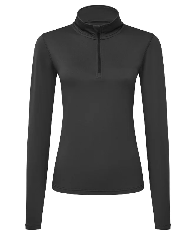 Charcoal/Black - Women’s TriDri® recycled long sleeve brushed back ¼ zip top