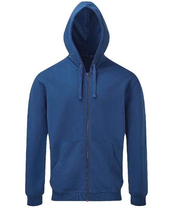 Indigo - Men's coastal vintage wash loop back zip through hoodie