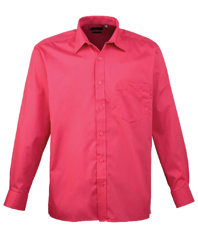 Hot Pink - Long sleeve poplin shirt