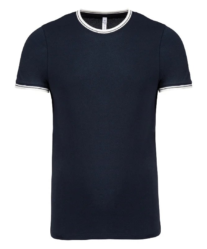 Navy/Off White - Men's piqué knit crew neck T-shirt