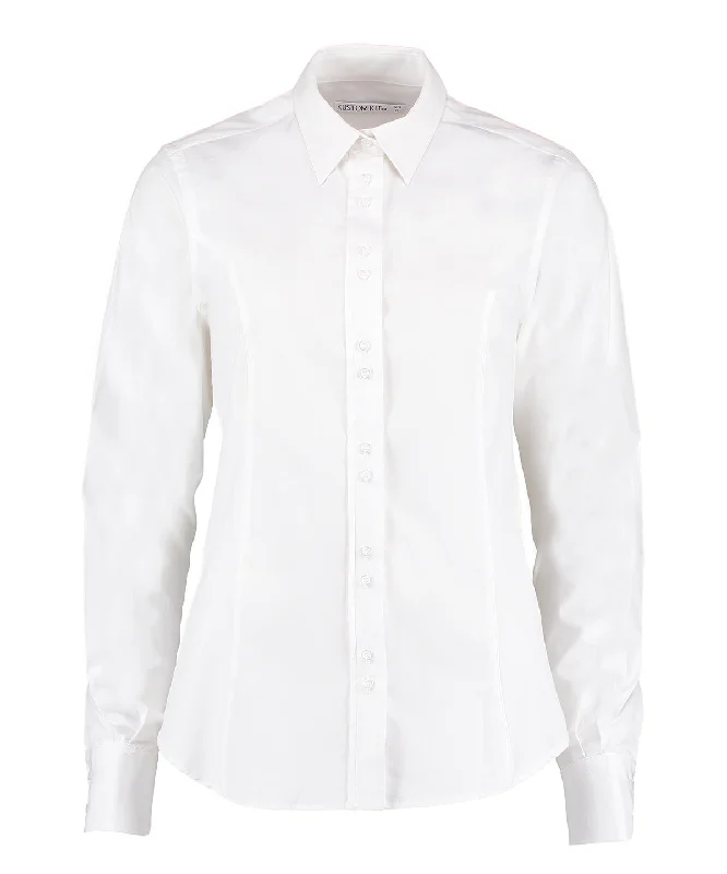 White - Women's city business blouse long sleeve