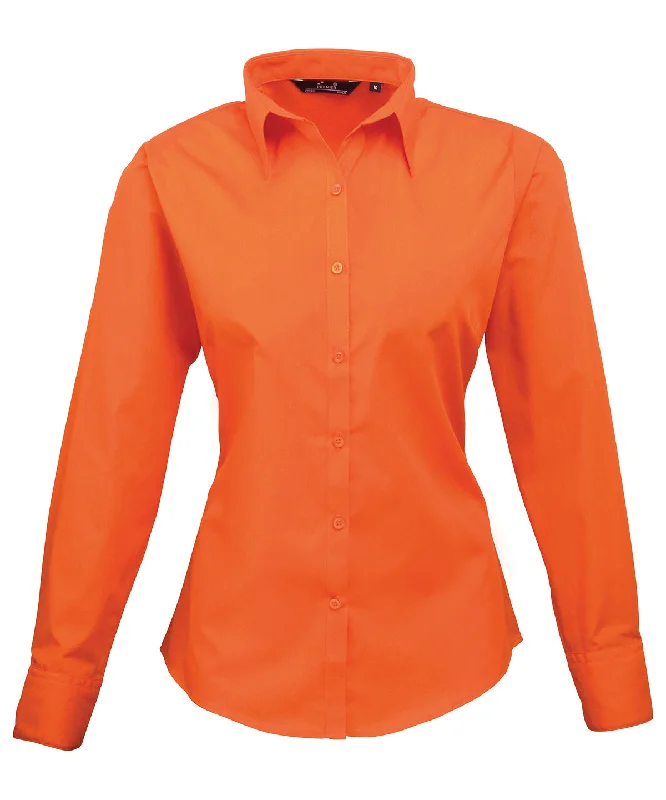 Orange - Women's poplin long sleeve blouse