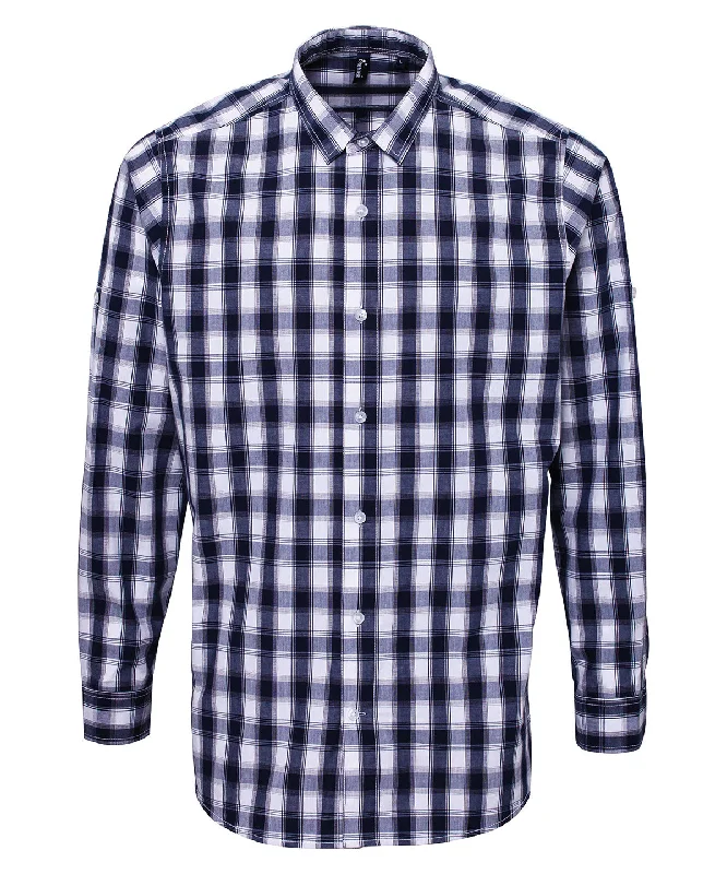 White/Navy - Mulligan check cotton long sleeve shirt