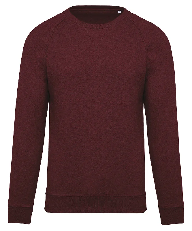 Wine Heather - Men's organic cotton crew neck raglan sleeve sweatshirt