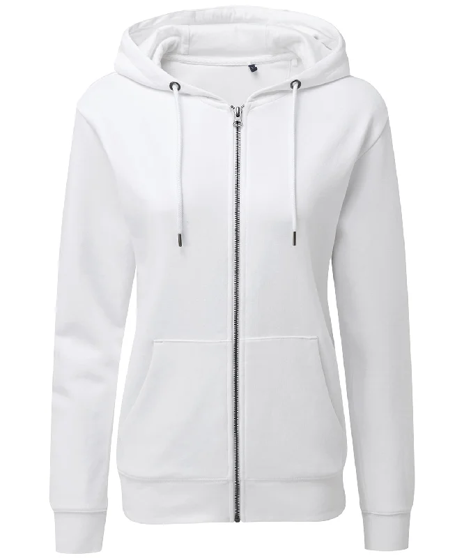 White - Women's zip-through organic hoodie