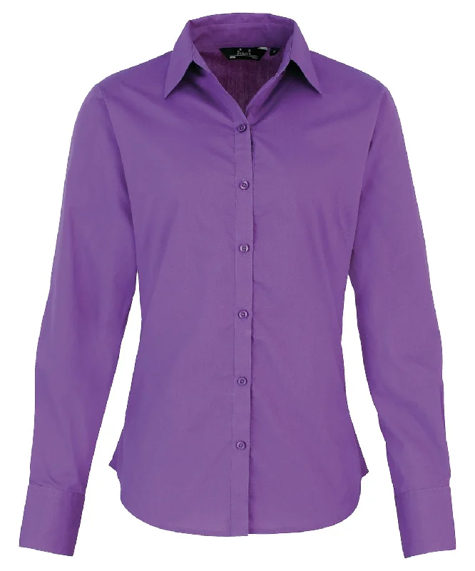 Rich Violet - Women's poplin long sleeve blouse