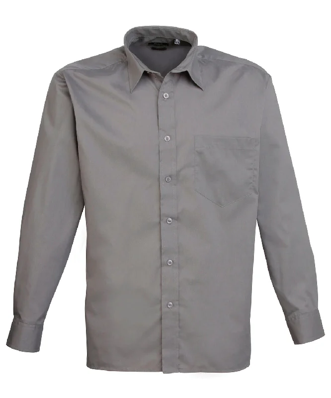 Dark Grey* - Long sleeve poplin shirt