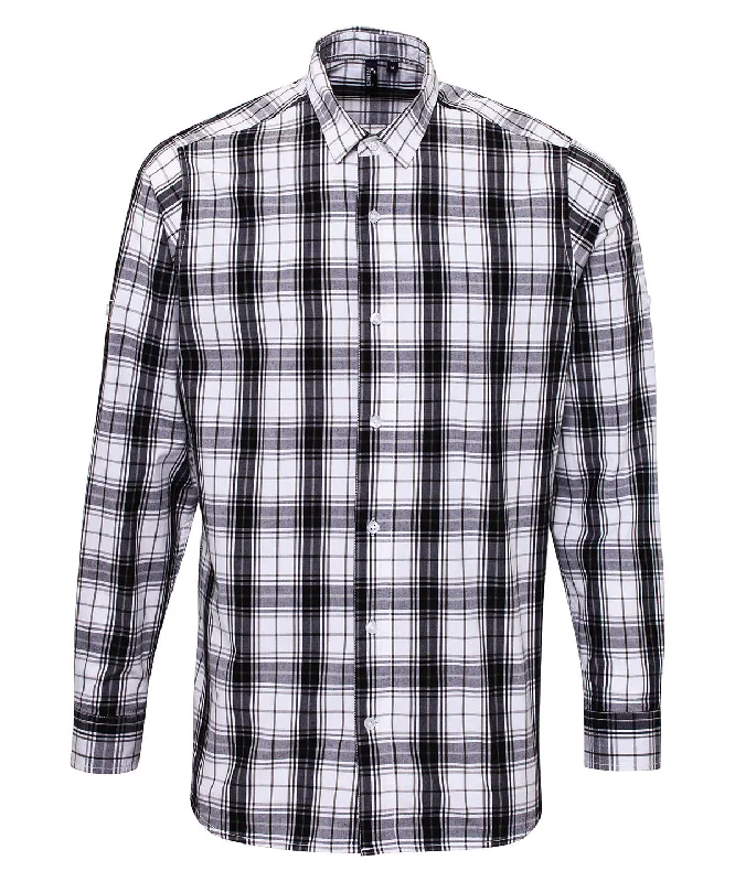 Black/White - Ginmill check cotton long sleeve shirt