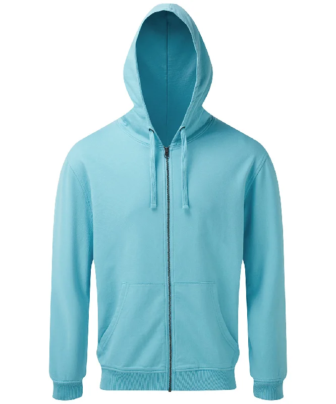 Bright Ocean - Men's coastal vintage wash loop back zip through hoodie