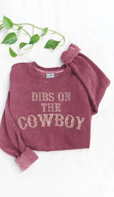 Dibs On The Cowboy Sweatshirt - Unisex In Heather Red