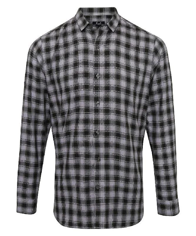 Steel/Black - Mulligan check cotton long sleeve shirt