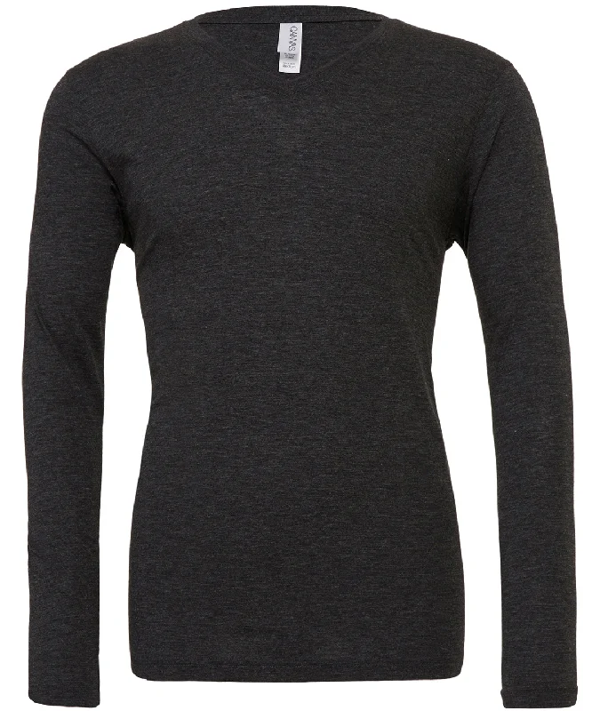 Charcoal -Black Triblend - Unisex triblend long sleeve v-neck t-shirt