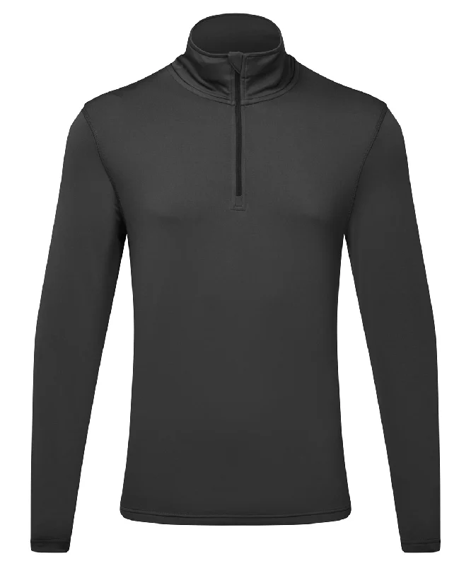 Charcoal/Black - TriDri® recycled long sleeve brushed back ¼ zip top