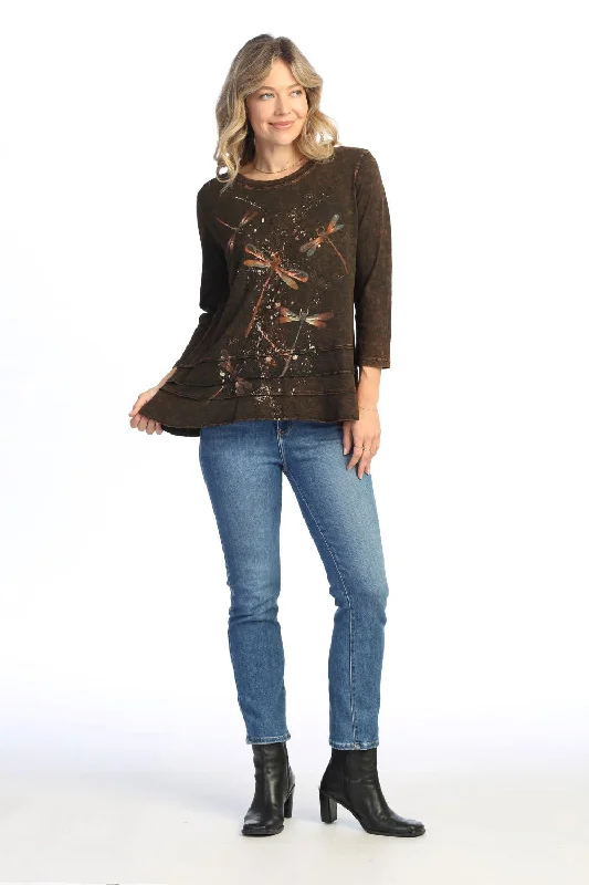 "Jess & Jane" Women's Fairy Duet Tunic Long Sleeve Shirt - Chocolate