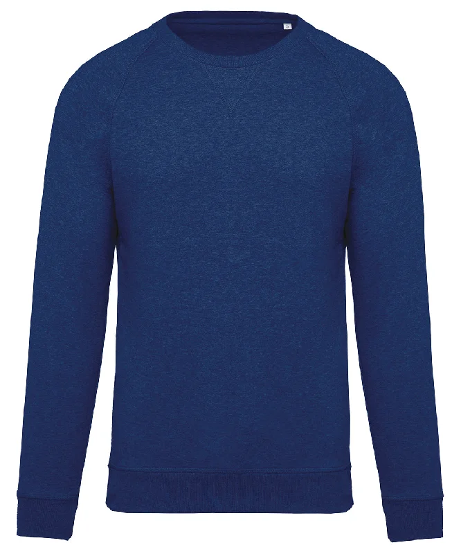 Ocean Blue Heather - Men's organic cotton crew neck raglan sleeve sweatshirt