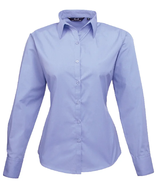 Mid blue* - Women's poplin long sleeve blouse