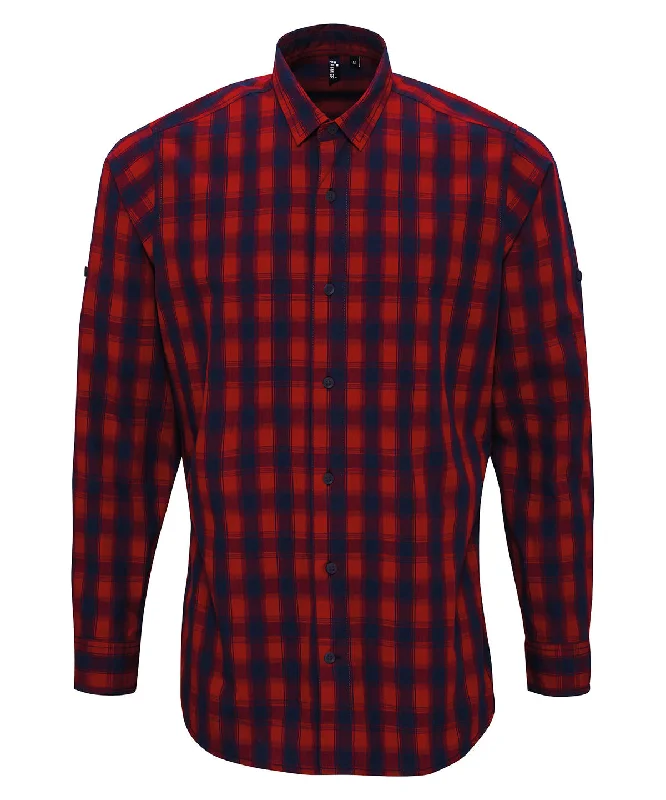 Red/Navy - Mulligan check cotton long sleeve shirt