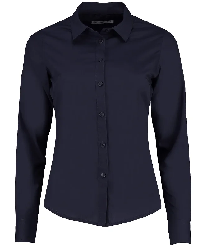 Dark Navy - Women's poplin shirt long sleeve