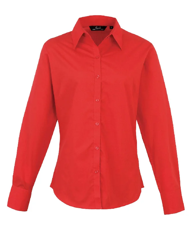 Red* - Women's poplin long sleeve blouse