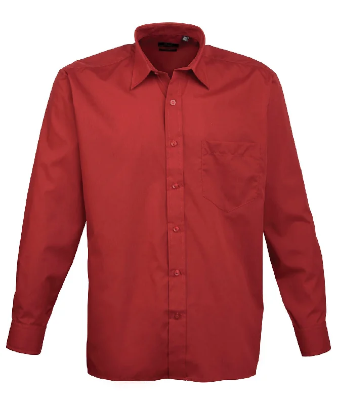 Burgundy* - Long sleeve poplin shirt