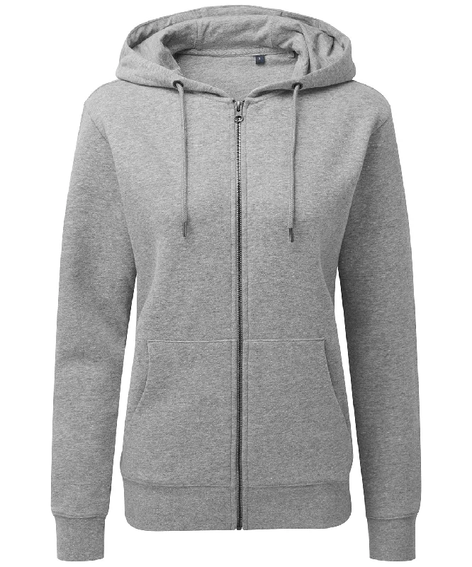 Heather Grey - Women's zip-through organic hoodie