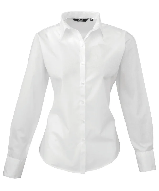 White* - Women's poplin long sleeve blouse