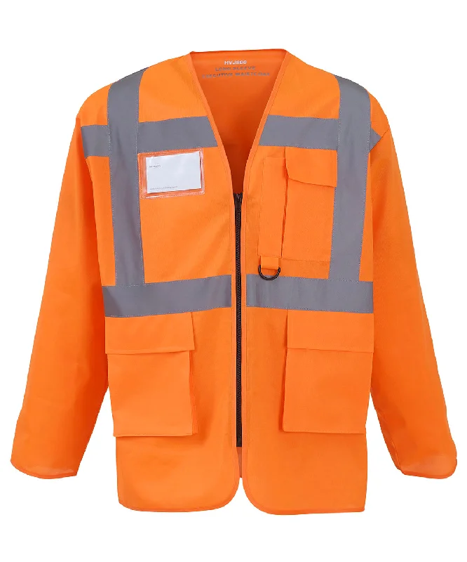 Orange - Hi-vis executive long sleeve waistcoat (HVJ800)