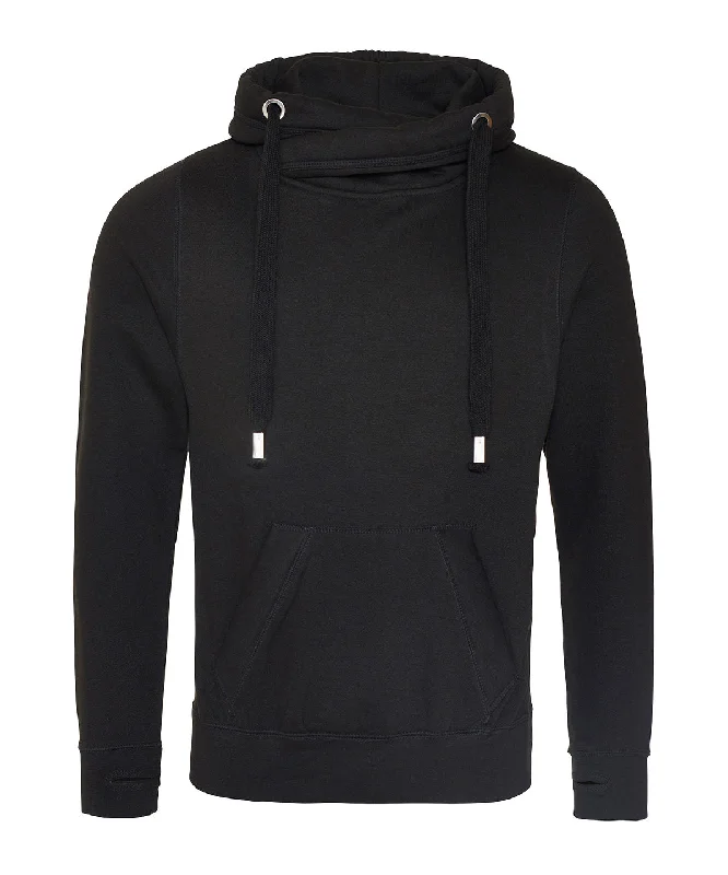 Jet Black - Cross neck hoodie