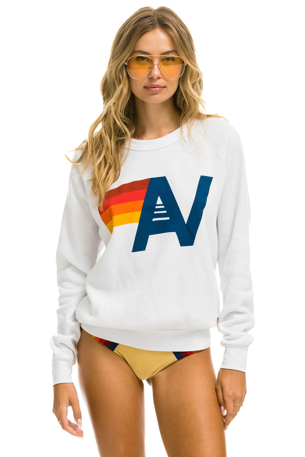 Aviator Nation Women's Classic Logo Printed Sweatshirt - White