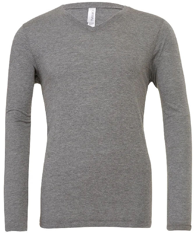 Grey Triblend - Unisex triblend long sleeve v-neck t-shirt