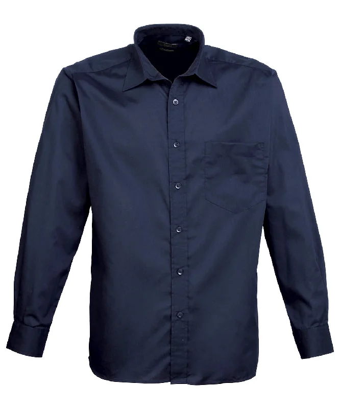 Navy* - Long sleeve poplin shirt