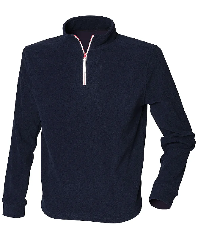 Navy/White/Red - ¼ zip long sleeve fleece piped