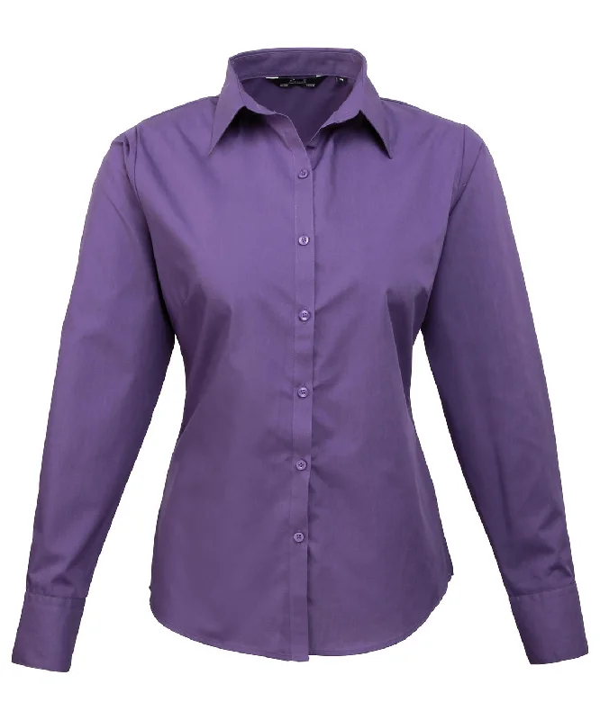 Purple* - Women's poplin long sleeve blouse