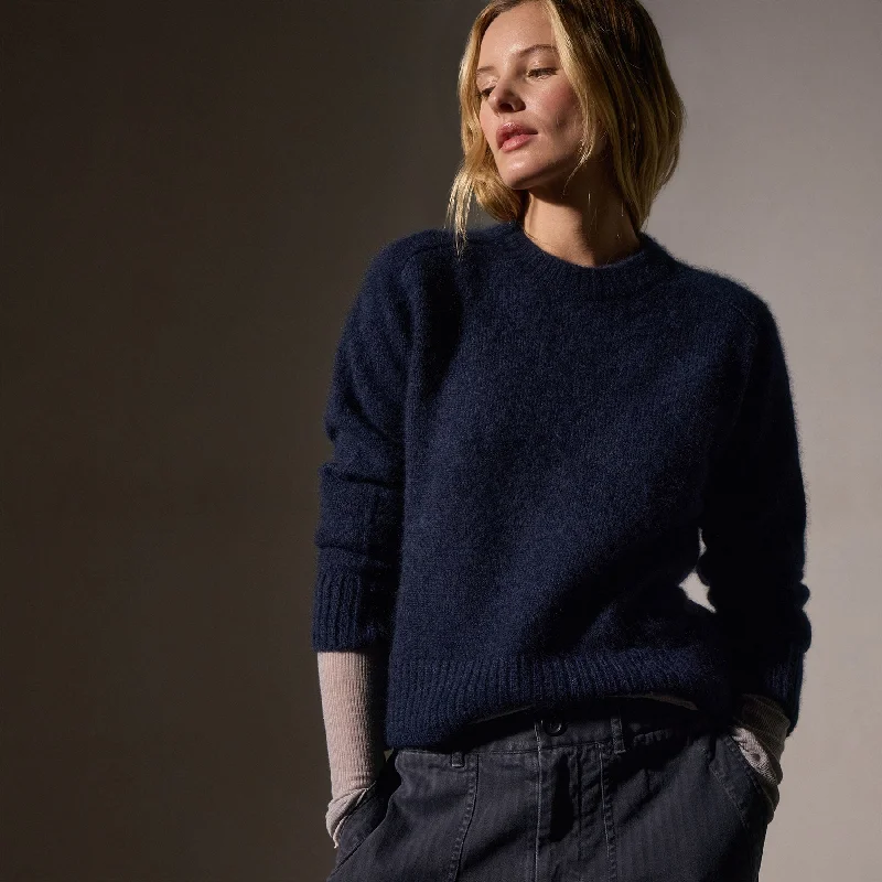 Cashmere Saddle Shoulder Crew Neck - Deep Navy