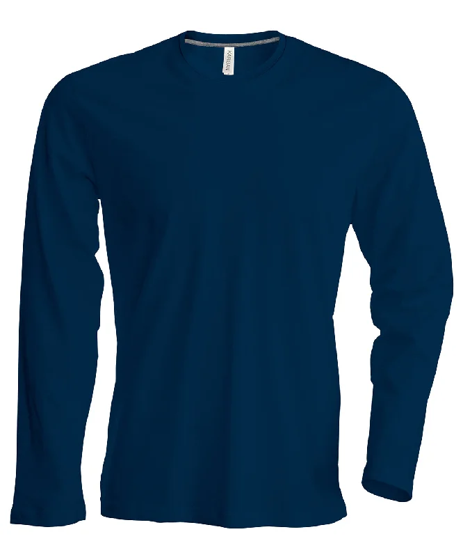 Navy - Men's long-sleeved crew neck T-shirt