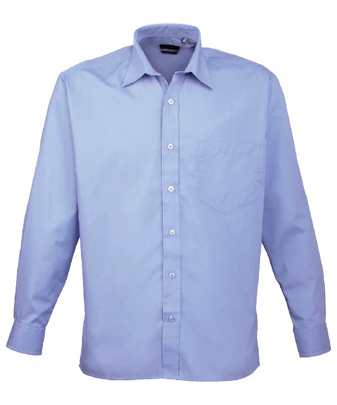 Mid Blue* - Long sleeve poplin shirt