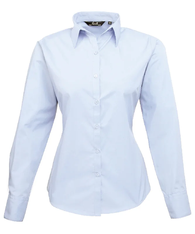 Light Blue* - Women's poplin long sleeve blouse