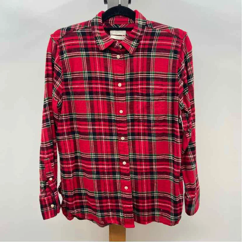 J Crew Women's Size S Red Plaid Long Sleeve Shirt